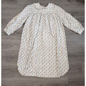 Vintage Cottagecore Floral Flannel Nightgown Peter Pan Collar Prairie XL 2X